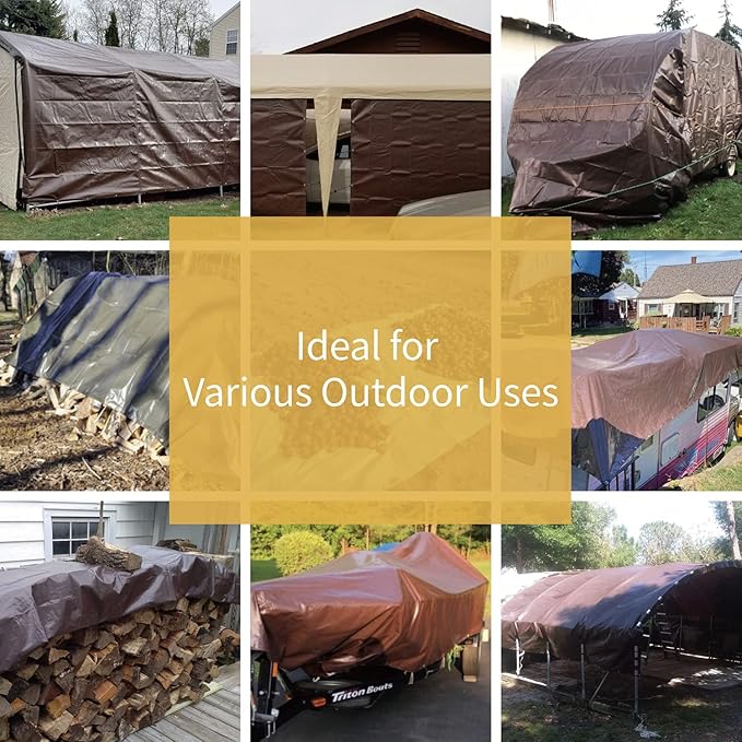 GUARD SHIELD Brown/Green Tarp 20x30 Feet Medium Duty Outdoor Waterproof Multi Purpose Poly Tarps Cover 7mil