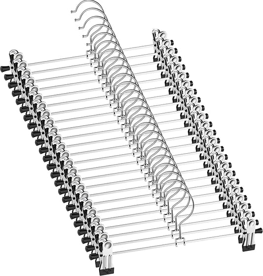 NORTHERN BROTHERS Pants Hangers - 50Pack Skirt Hangers with Clips Skirt Hangers for Women Space Saving for Trouser Shorts Coat Jeans Adjustable Men Kids Clothes