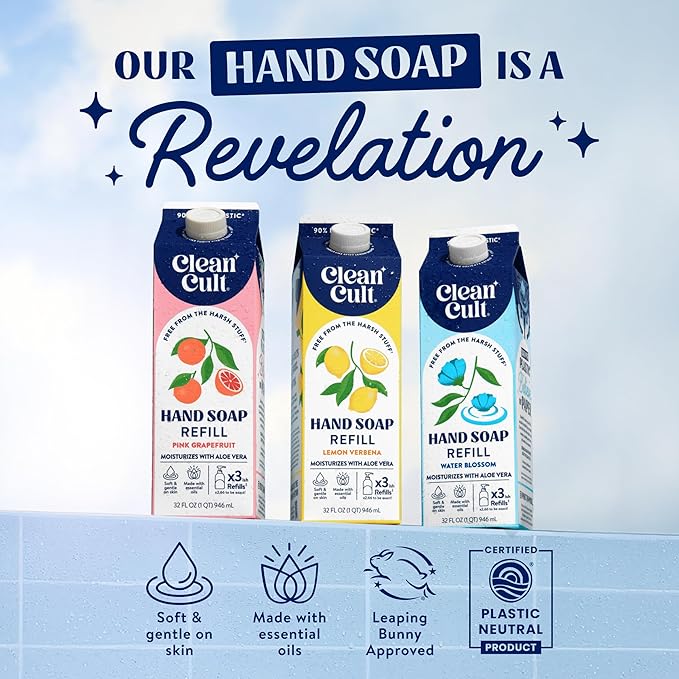 Cleancult Liquid Hand Soap Refill - Wild Lavender - Moisturizes Dry & Sensitive Skin - Made with Aloe Vera & Lavender Essential Oils - Eco Friendly - Paper-Based Packaging - 32 oz/1 Pack