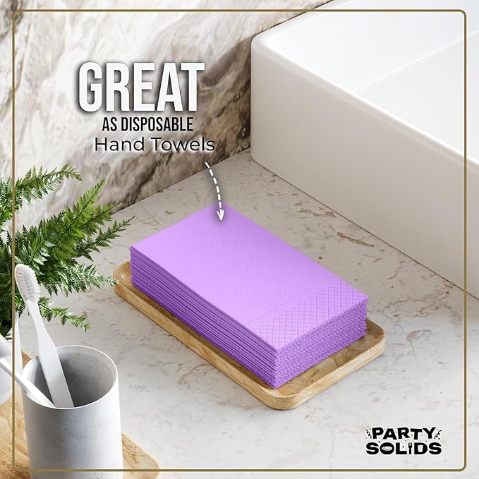 Lavender Dinner Napkins Disposable 8" x 4" Folded - 40 Pcs 2 Ply Lavender Napkins Disposable Paper Guest Towels for Bathrooms, Dinners, Everyday Parties & Party Supplies