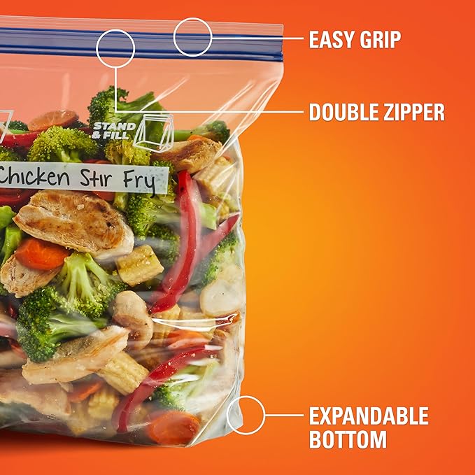 Hefty Press to Close Plastic Freezer Bags, Gallon Size, 20 Count
