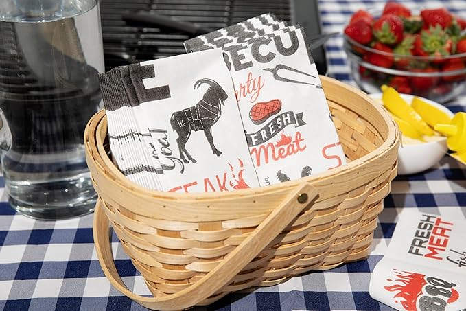AMERICAN HOMESTEAD Paper Napkins - BBQ Disposable Linen-Like Dinner Napkins - Restaurant-Quality Table Serviettes for Weddings, Parties, and Events - 15.75" x 15.75" - 50 Count
