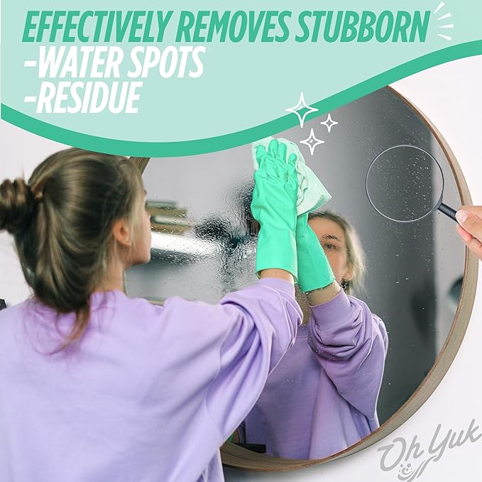 Oh Yuk Glass Cleaner Spray – 24 oz Bottle | Streak-Free Finish, Removes Water Spots, Residue & Fingerprints from Windows, Mirrors & Glass | Vegan, Formulated & Made in USA