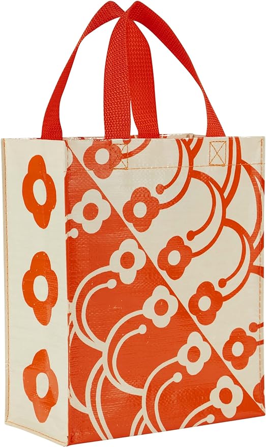Blue Q Handy Tote, Petal Print. Reusable lunch sack, little gift bag, wedding favors, easy-to-wipe-clean, 95% recycled material, 10" h x 8.5" w x 4.5" d