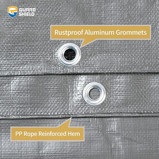 GUARD SHIELD Heavy Duty Tarp 20x30 Feet Silver/Black Multi Purpose Thick Waterproof Poly Tarp Cover 10mil