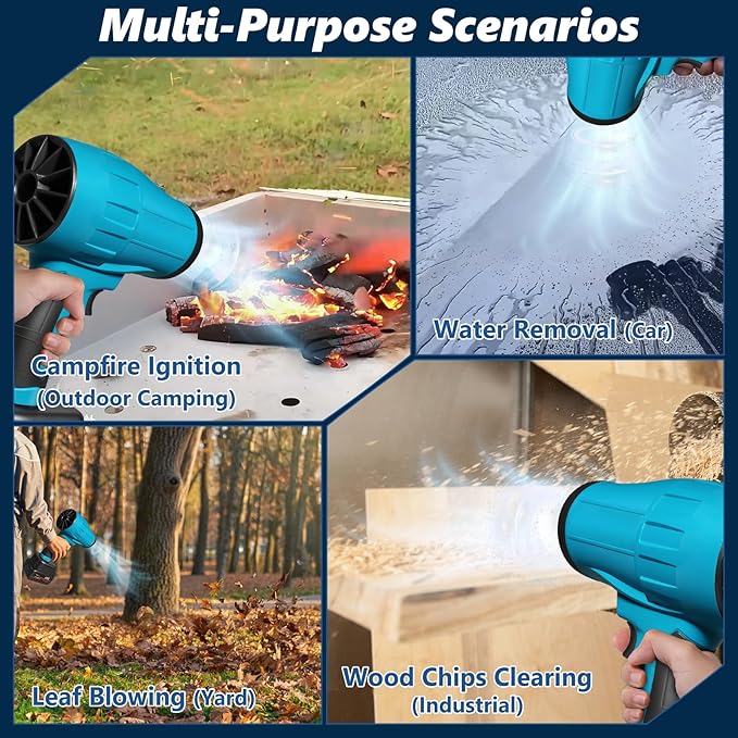 Cordless Leaf Blower, Portable Handheld Electric Turbo Jet Blower with Adjustable Speed, 2 x 4.0Ah Batteries for Lawn Care, Patio Cleaning, Blowing Leaves, Lightweight and Powerful Dust Cleaner