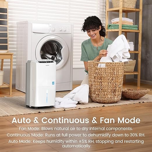 Waykar 34 Pints 2025 Most Efficient Energy Star Dehumidifier for up to 2200 Sq. Ft. for Home and Basement with Auto or Manual Drainage, Quiet 33dB Operation, 0.6 Gal Tank