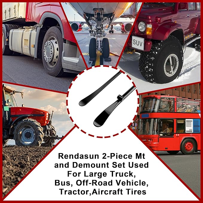 2PCS Tire Bar, 34645 Tire Mount and Demount Iron 37In, 3/4 in | 33220 Mt and Demount Spoon 30 in, 11/16 in, Tire Irons Heavy Duty Used for Off-Road Vehicle, Bus, Cars, Tractor Tubeless Truck Tires…
