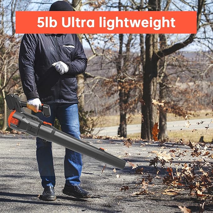 Cordless Leaf Blower - 500CFM Brushless Electric Blower with Battery Charger, 21V 2 Packs 5.0 Ah Battery for Lawn Care Yard Porch Driveway Patio Clean