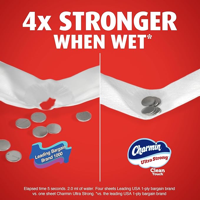 Charmin Toilet Paper Ultra Strong Clean Touch, 18 Family Mega XL Rolls = 126 Regular Rolls (Packaging May Vary)