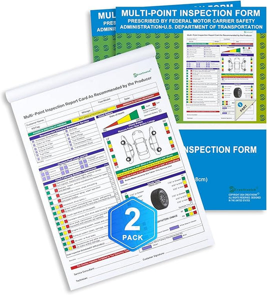 200 Sets Multi-Point Automotive/Vehicle Inspection Report Forms 2-ply Carbonless for Any Make of Vehicle, Inspection Checklist, DOT Compliant, 8-1/2 x 11-3/4”