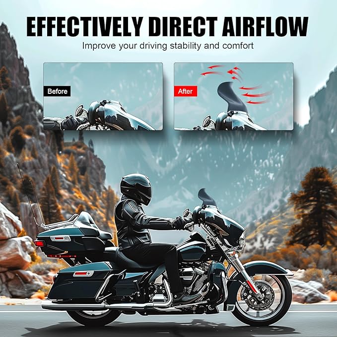 JMTBNO Smoke 9" Motorcycle Wave Windshield Windscreen Compatible with 2014-2023 Harley Davidson Touring Street Glide Electra Glide Ultra Limited Tri Glide FLHT FLHX FLHXS FLHTK