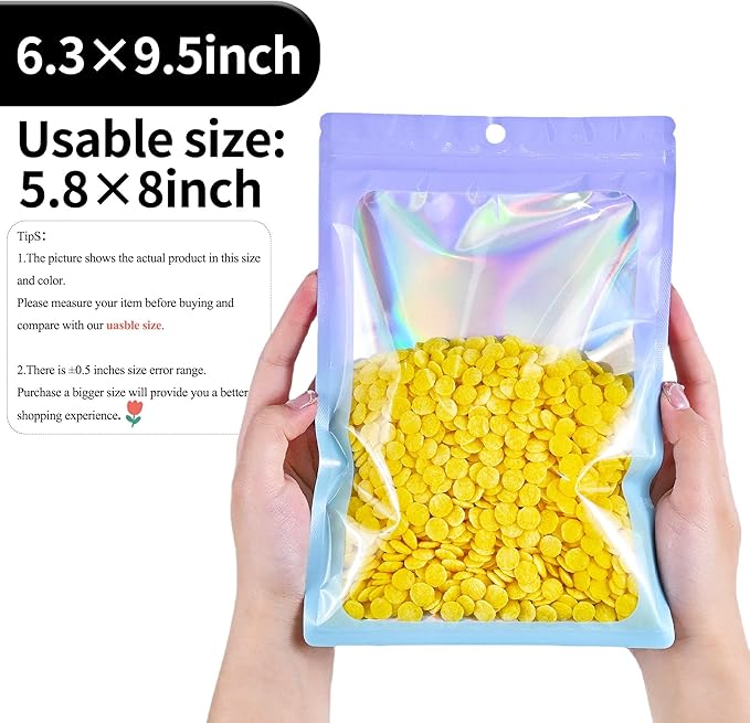 100 Pack Resealable Plastic Bags for Food Storage, Zipper Bags with Clear Front Window, Packaging Pouch for Small Business (Pink & Blue, 6.3x9.5 inch)