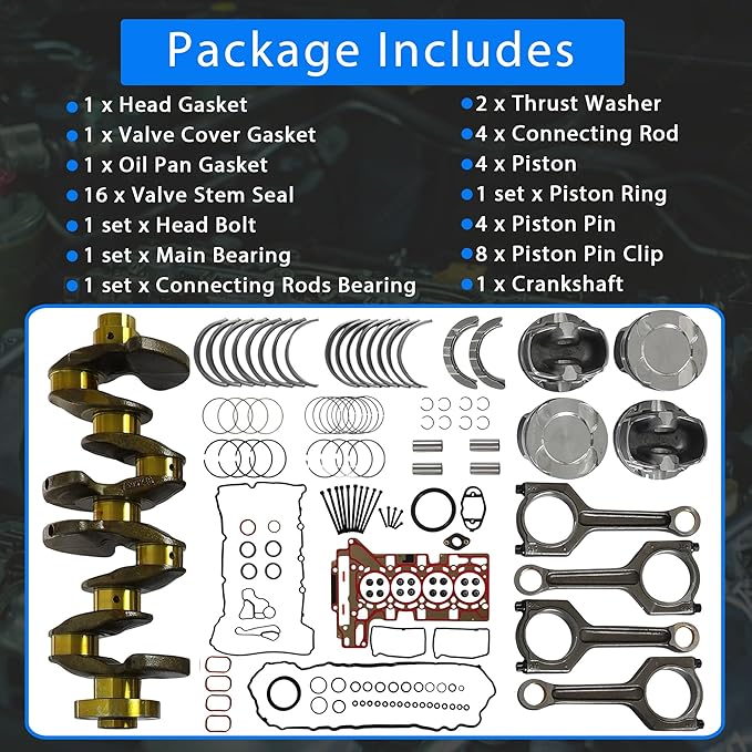 N20 Engine Rebuild Overhaul Kit w/Head Gasket Kit Crankshaft Piston Contecting Rods Bearing Set For BMW 220I 328I 528I Z4 2012-2016 228I 328D 428I 2014-2016 320I X1 X2 X3 X4 2.0L 2012-2018