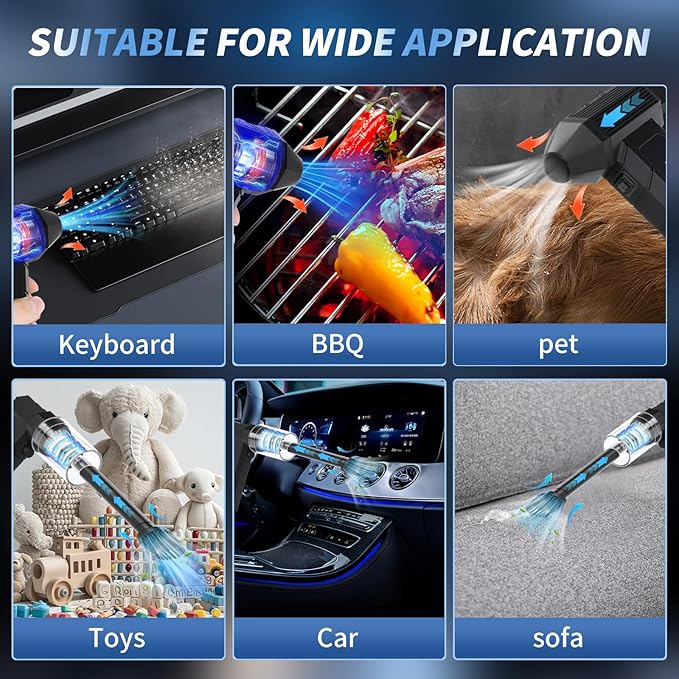 Compressed Air Duster – 180000RPM Cordless Electric Air Blower with Stepless Adjustment, Powerful Brushless Motor, Rechargeable Air Duster for Computer, Keyboard, Car, Home & Outdoor Cleaning