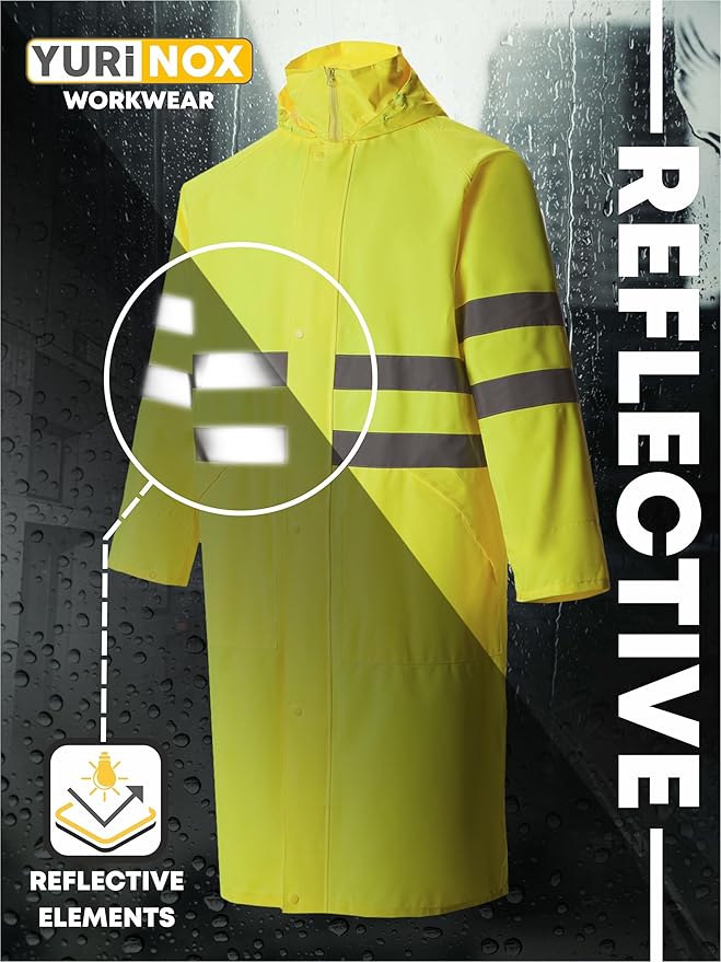 Safety Raincoat ALBATROSS PLUS Long Hooded Waterproof Emergency Rain Jacket Poncho for Men Women Adults