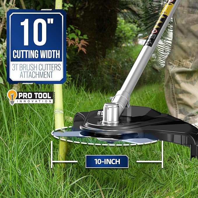 Wild Badger Power 40V Cordless Weed Wacker, String Trimmer/Edger, Hedge Trimmer and Brush Cutter Blade, Pole Saw, Attachment Capable 4-in-1 Multi-Tool Kit with 2 * 20V 4Ah Battery and 1 Charger, Blue