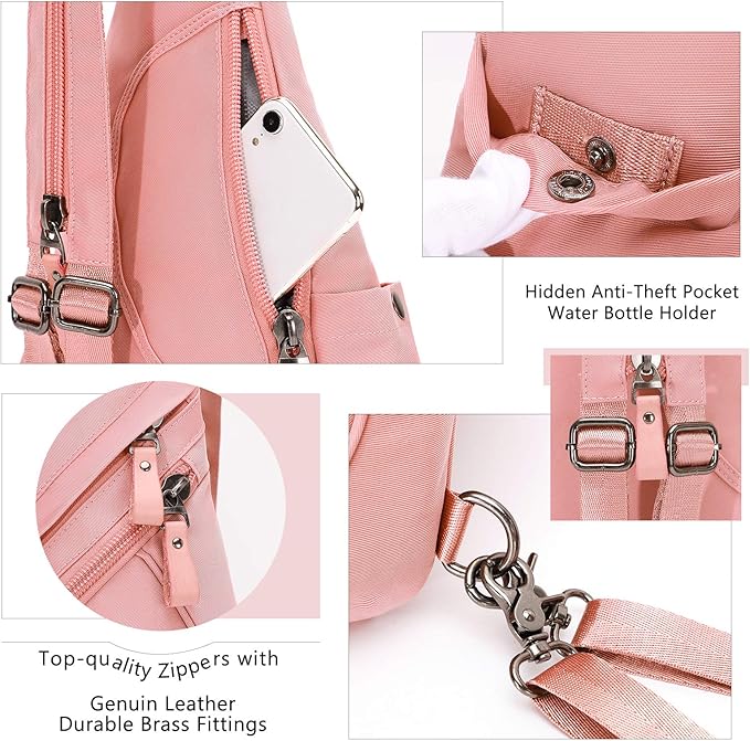 KL928 Nylon Sling Bag - Small Crossbody Backpack Shoulder Casual Daypack Multipurpose Rucksack for Men Women