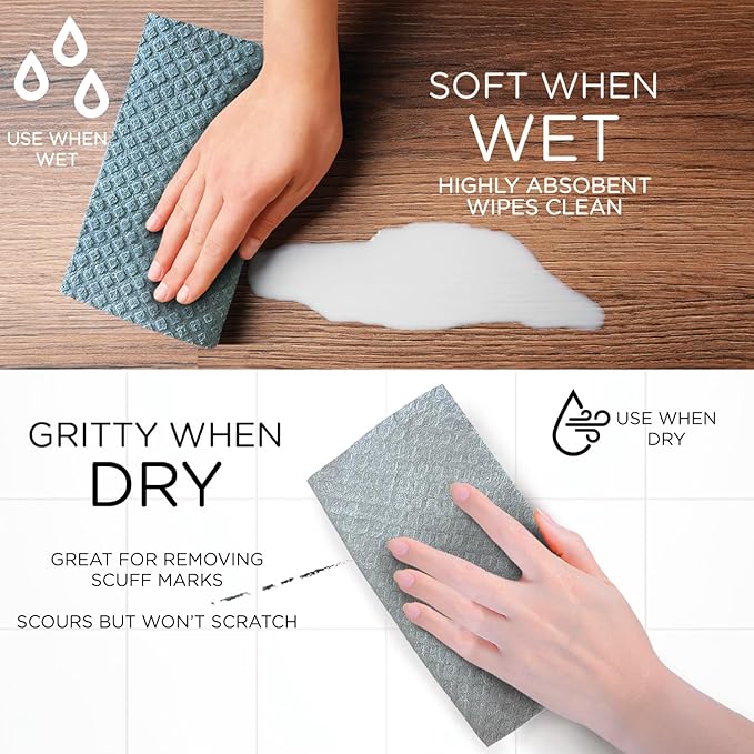 LOLA Swedish Dishcloths, 10 Sheets, Biodegradable Reusable Paper Towels Absorbent Kitchen Sponge Cloths Zero Waste No Odor, Made in Germany