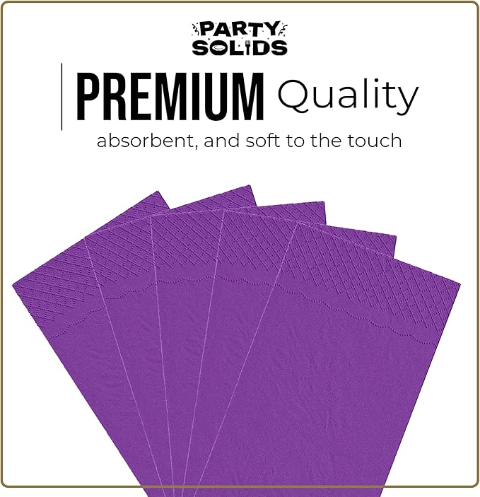 Purple Dinner Napkins Disposable 8" x 4" Folded - 40 Pcs 2 Ply Purple Napkins Disposable Paper Guest Towels for Bathrooms, Dinners, Everyday Parties & Party Supplies