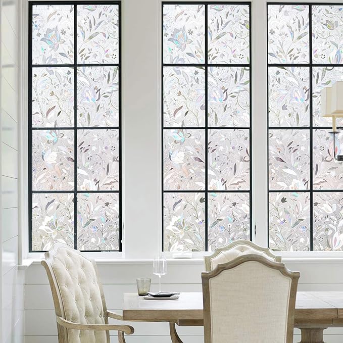 Kromapolis Window Film, Window Privacy Film, Window Vinyl Glass Covering, Stained Glass Decorative Film, Window Film Privacy Frosted Static Clings, Non-Adhesive, No-Glue (23.6 x 157.4 inch)