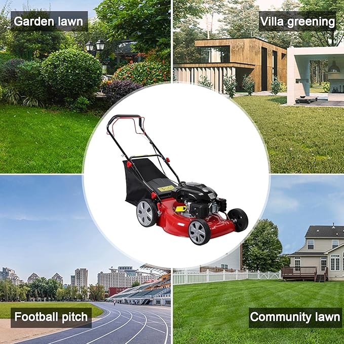 Lefitap Self Propelled Gas Lawn Mower, 141cc 4-Stroke Gas Engine Weed Eater with 20" Blade, Walk-Behind Cordless Push Lawn Mowers Tractors with 50L Grass Tank, 2850RPM Red