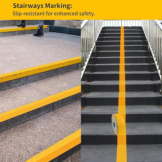 Reflective Pavement Marking Tape Slip-Resistant and Durable, Heavy-Duty Rubber Base for Outdoor Applications, Perfect for Driveways, Walkways, and Parking Areas (Yellow, 2 Inch X 18 Feet)