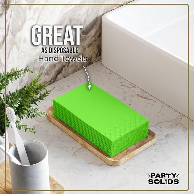 Lime Green Dinner Napkins Disposable 8" x 4" Folded - 40 Pcs 2 Ply Lime Green Napkins Disposable Paper Guest Towels for Bathrooms, Dinners, Everyday Parties & Party Supplies