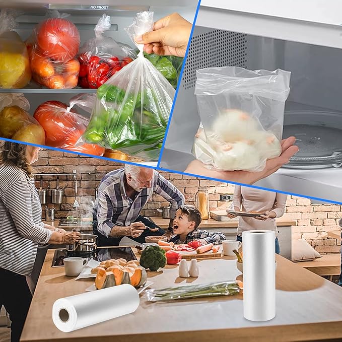 Clear Plastic Produce Bags on a Roll - 12"x16", 350 Bags per Roll - Ideal for Fruits, Vegetables, Meat, and Garbage