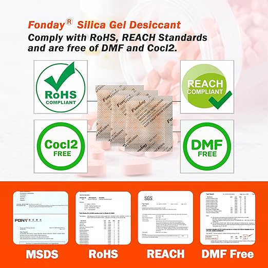 50g x 20 packs Fonday Rechargeable Silica Gel Desiccant Packets Fast Reactivate Desiccant Bags Moisture Absorbers for Storage Bins, Suitcase, Safe, 3D Filaments, Electronics
