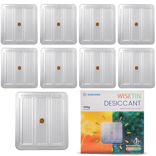 10 Packs 500 Gram Desiccant Canisters, Indicating & Rechargeable Gun Safe Dehumidifier, Portable Desiccant Canister, Silica Gel Moisture Absorber for Storage