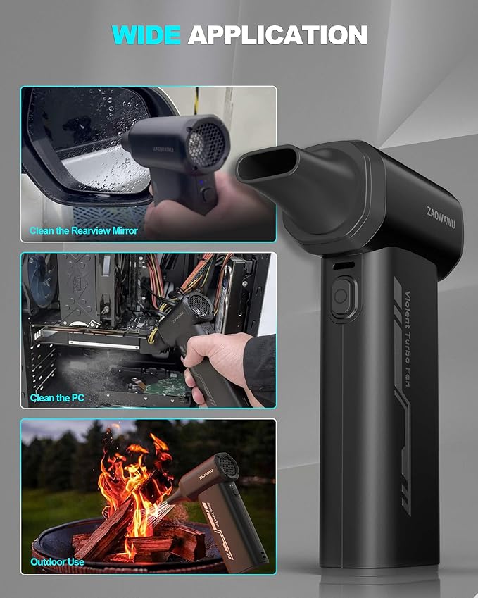 Compressed Air Duster - 150000RPM Ultra-Powerful Electric Air Duster with 3-Gear Adjustable Mini Fast Charging Air Blower for Computer Keyboard, Car Cleaning, Home, and Outdoor Use