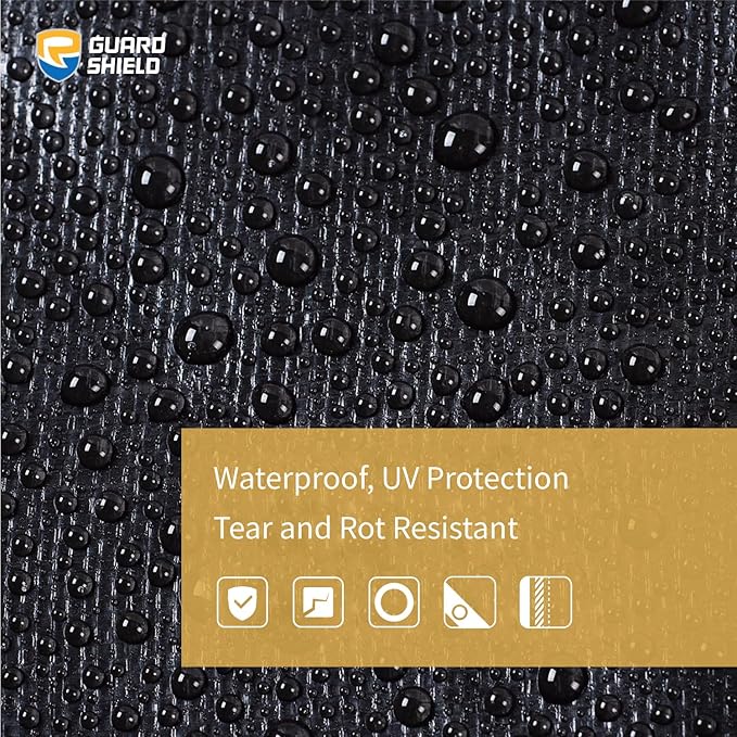 GUARD SHIELD Tarps Heavy Duty Waterproof 10x20 Feet Black Poly Tarp Cover Outdoor Thick UV Resistant Tarpaulin with Grommets 10mil (2-Pack)