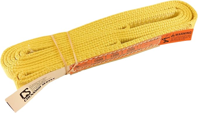 DD Sling. Multiple Lengths! (100% Made in USA) 1" width, 1 Ply, Nylon Lifting Slings, Eye & Eye, Heavy Duty (900 webbing), 1,600 lbs Vertical, 1,200 Choker, 3,200 Basket (1"x12')