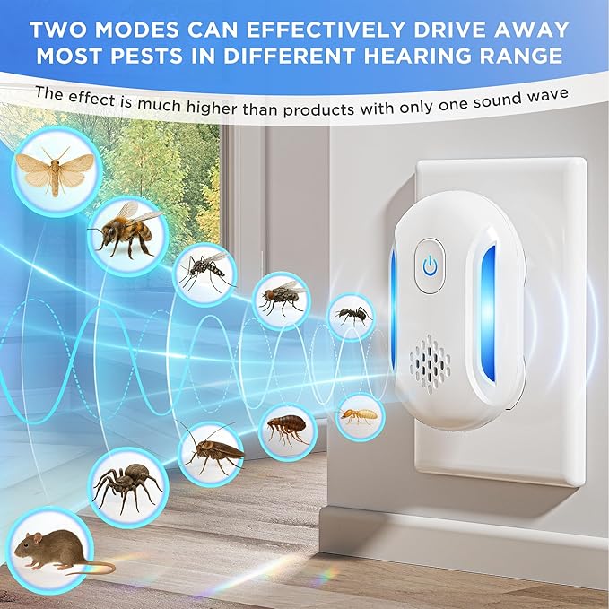 (2025 Upgraded) Ultrasonic Insect & Pest Indoor Repeller, Plug-in Control Device Electronic Repellent for Rodent, Mice, Rats, Roaches, Bugs, Ants, Spiders, Mosquitoes, 2 Mode Switching (6 Pack)