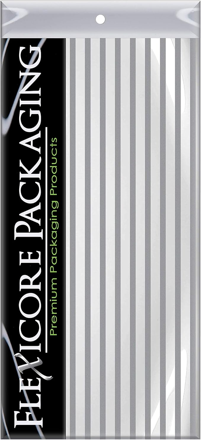 Flexicore Packaging Metallic Silver Pin Stripe Print Gift Wrap Tissue Paper Size: 15 Inch X 20 Inch | Count: 10 Sheets | Color: Silver Pin Stripe
