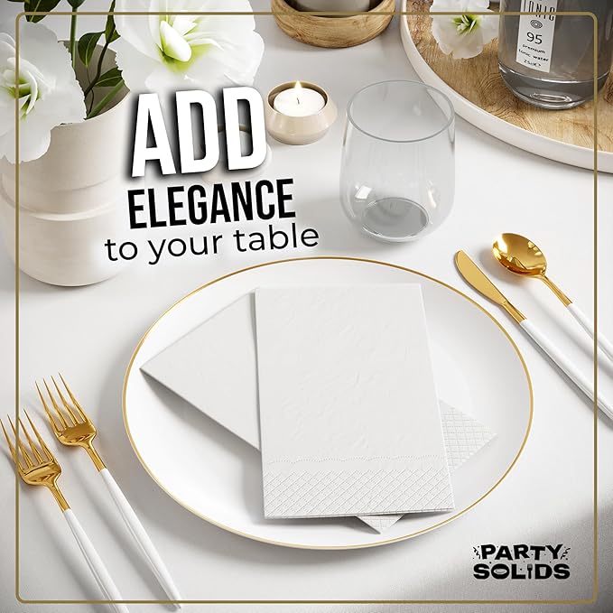White Dinner Napkins Disposable 8" x 4" Folded - 40 Pcs 2 Ply White Napkins Disposable Paper Guest Towels for Bathrooms, Dinners, Everyday Parties & Party Supplies