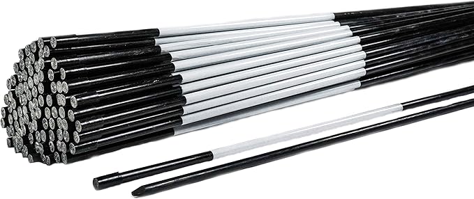 4ft Pro Snow Stakes - 48" x 5/16" Driveway Markers, Pointed Tip, Hy Viz Reflective Tape, Armor Cap (Choose Color/Quantity) (950, Black)
