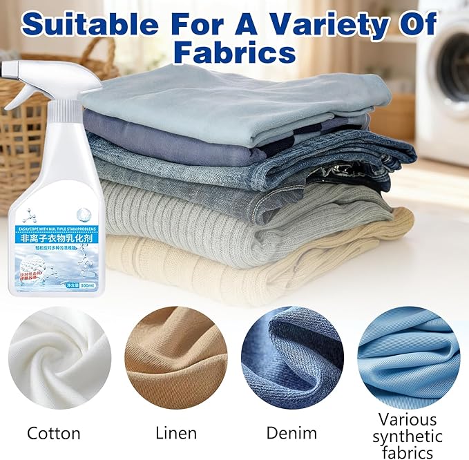 Wondolla Stain Remover, Stain Treater Spray, White Shirt Guardian Dry Clean Spray, Clothes Oil Laundry Cleaning Remover, Strong Decontamination for Grease/Oil/Food on Clothes and Shoes (1PC,300ML)