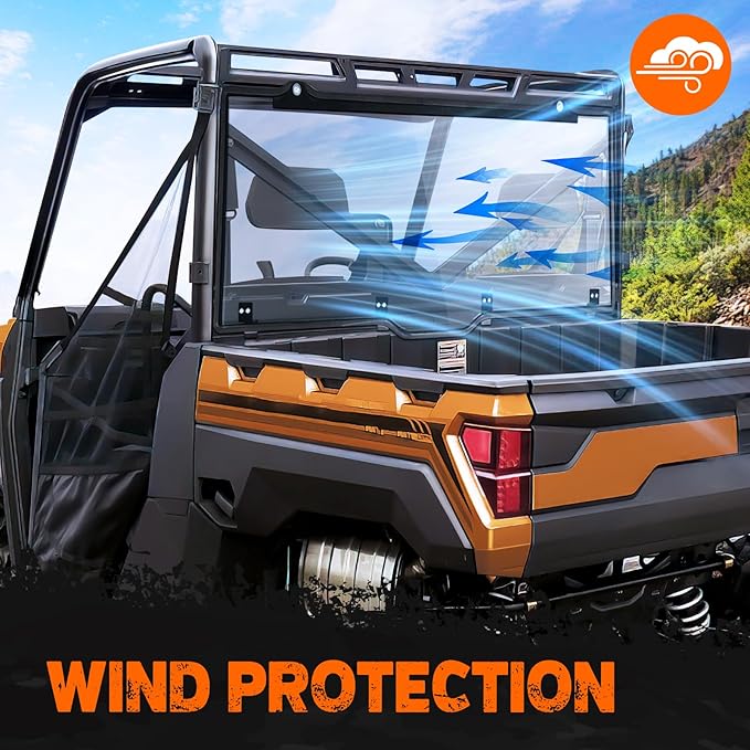 Nilight Rear Window Scratch-Resistant Clear Polycarbonate UTV Windshield Compatible With 2013-2025 Polaris Ranger XP 1000 900 Full Size 570 Diesel Crew PRO XD 4000G 2000G AWD