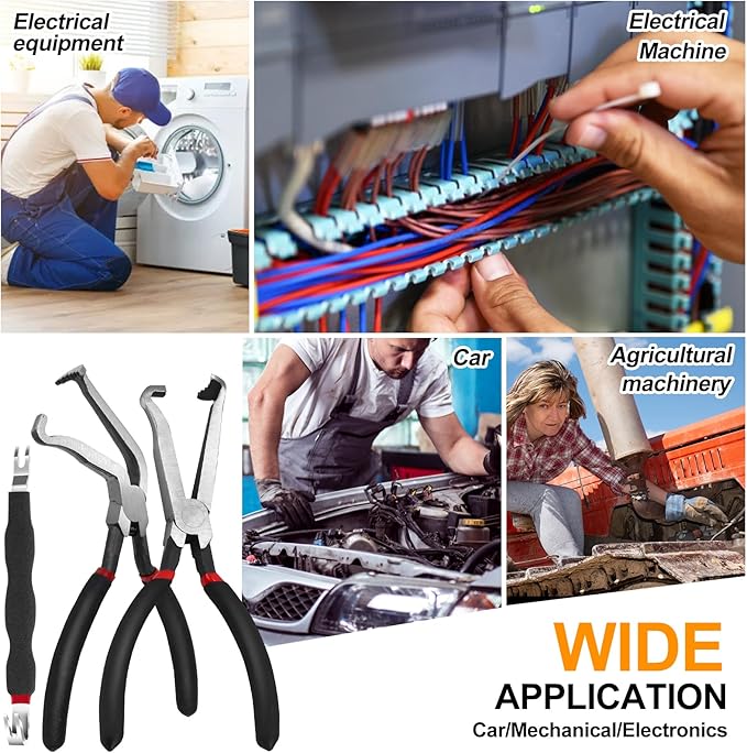 3pcs Electrical Disconnect Pliers Tool Set for Cars Automotive 1*Straight &1*60 Degree &1pcs Electrical Connector Separator Fuel Line Disconnect Tool Set Electrical Connector Wire Plug Sensor Pliers