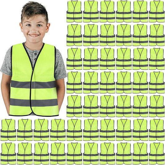 Zhanmai Kids Safety Vest Bulk High Visibility Reflective Construction Vest with Strips Neon for Traffic Child Outdoor