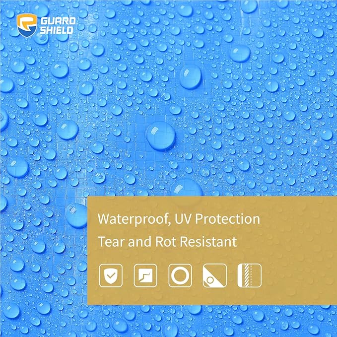 GUARD SHIELD Blue Tarp Waterproof 10x12 Feet Medium Duty All Purpose Poly Tarps Cover 7mil