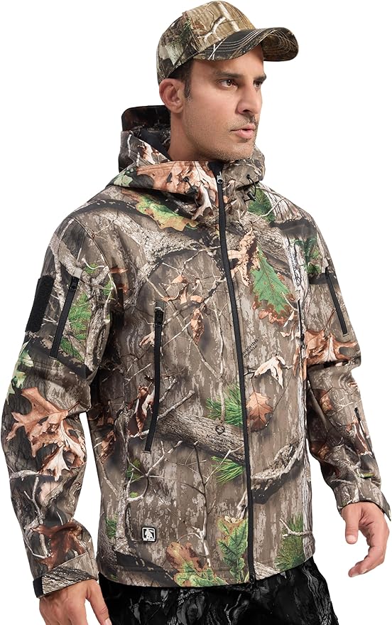 FREE SOLDIER Men's Outdoor Waterproof Soft Shell Hooded Military Tactical Jacket
