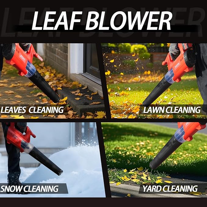 Electric Leaf Blower Cordless with 2 5.0Ah Battery and Charger, 6 Speed Mode 600CFM Patio Tools,18V Battery Powered Lightweight Leaf Cleaner Handheld Blowers for Lawn Care, Dust, Leaves, Yard