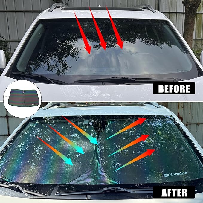 D-Lumina Windshield Sun Shades - Compatible with Freightliner Sprinter & Mercedes Benz Sprinter Cargo Crew Passenger Motorhome 2007-2025 - Foldable Front Window Sun Protection, Heat Shield, Sunshade