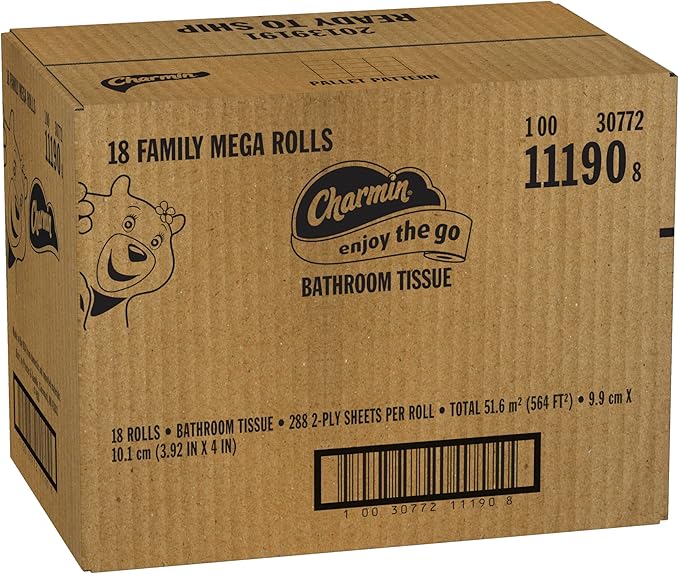 Charmin Ultra Soft Cushiony Touch Toilet Paper, 18 Family Mega Rolls = 90 Regular Rolls (Packaging May Vary)