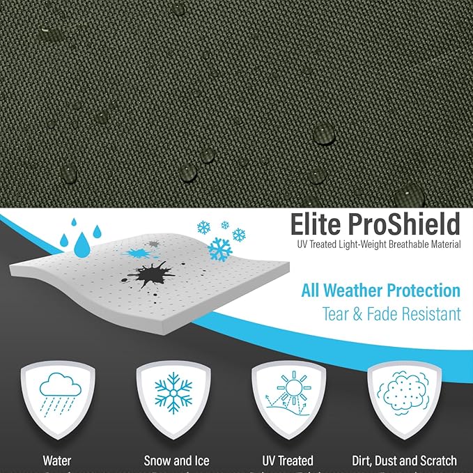 EliteShield Lightweight ATV Cover, Weatherproof Quad Four Wheeler Cover for Polaris Kawasaki Yamaha Suzuki Honda Arctic Cat Can-Am, Olive Drab Color fits ATVs up to 96" Long