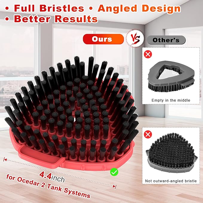 Upgraded Scrub Brush Head, Compatible with O Cedar Mop 2 Tank System ONLY, All Bristles & Angled Scrubber Mop Head for Better Corners Cleaning Brush Along Walls Deck Bathroom Kitchen - 1 Pack