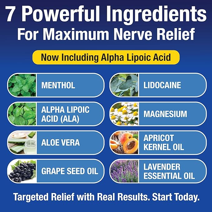 Neuropathy Nerve Relief Cream – Extra Large 8 oz – Super Strength ALA, Menthol, Magnesium Formula for Feet Hands Legs Toes Back – Made in USA – Fast-Acting Soothing Relief – Super Value 8 Oz
